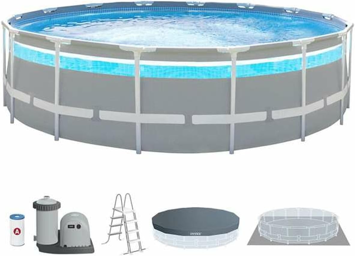 Intex kit Piscine Tubulaire Clear Window (ø) 4,88 x (h) 1,22m