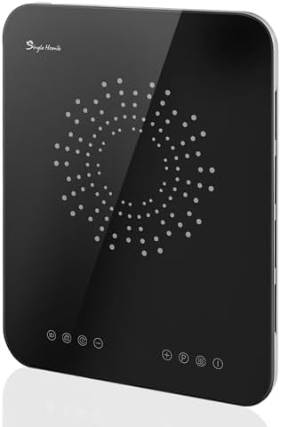 Plaque Induction Portable, Plaque Induction 1 Feu, 23 mm Ultra fin, Deux ventilateurs, Chauffage homogène, 10 Niveaux de puissance, Minuterie, Sécurité enfant 2100W : Gros électroménager