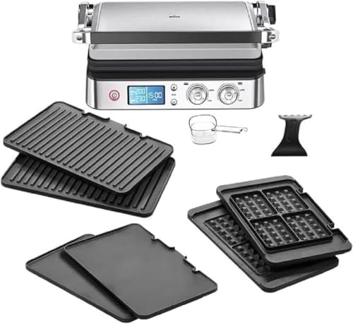 Braun MultiGrill 9 CG 9047, Appareil Panini Électrique avec Plaques de Grillage, Cuisson, Gaufres, 2 Thermostats Indépendants, 3 Positions Cuisson, Plaques Lavables au Lave Vaisselle, 2000W, Noir/Inox : Cuisine et Maison