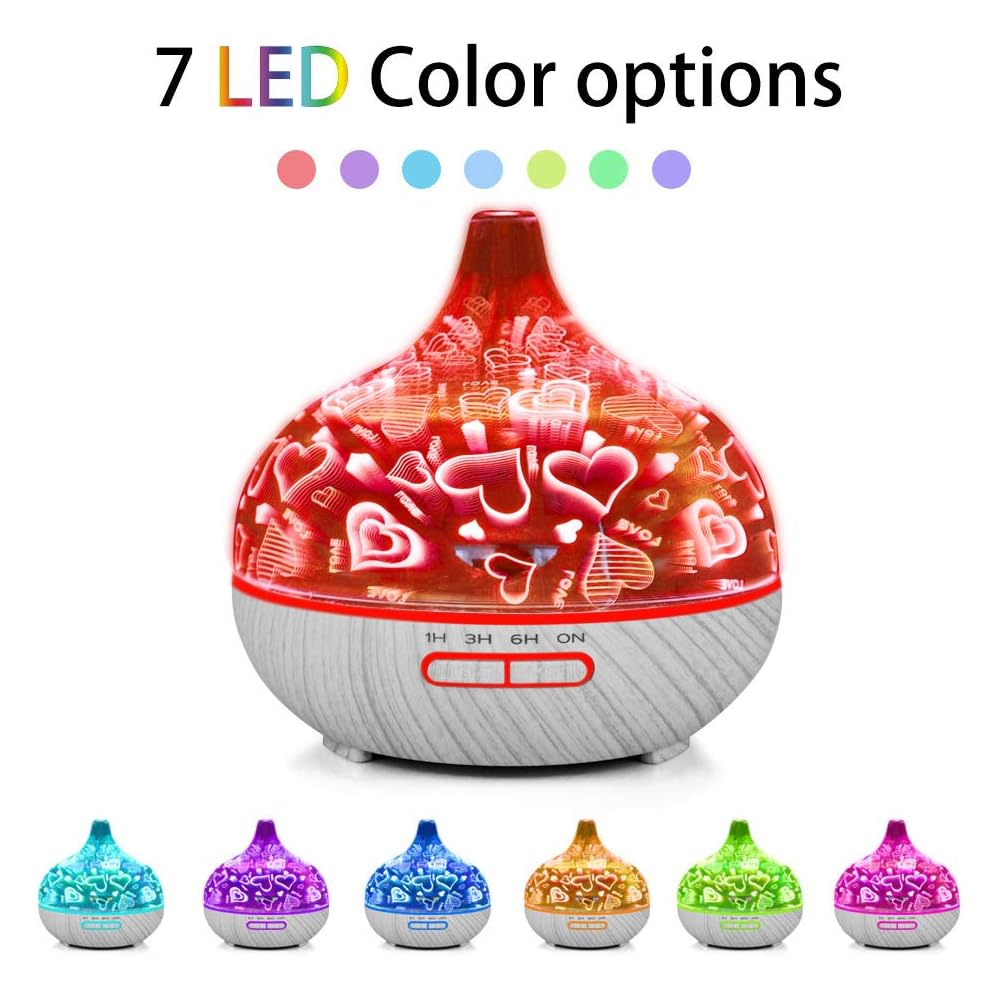 MYYINGELE Portable Diffuseur D'arômes 400ML, Humidificateur Purificateur d'air Ultrasonique sans Eau Arrêt Automatique/7 Lumières de Couleur/Silencieux pour Bureau, D : Cuisine et Maison