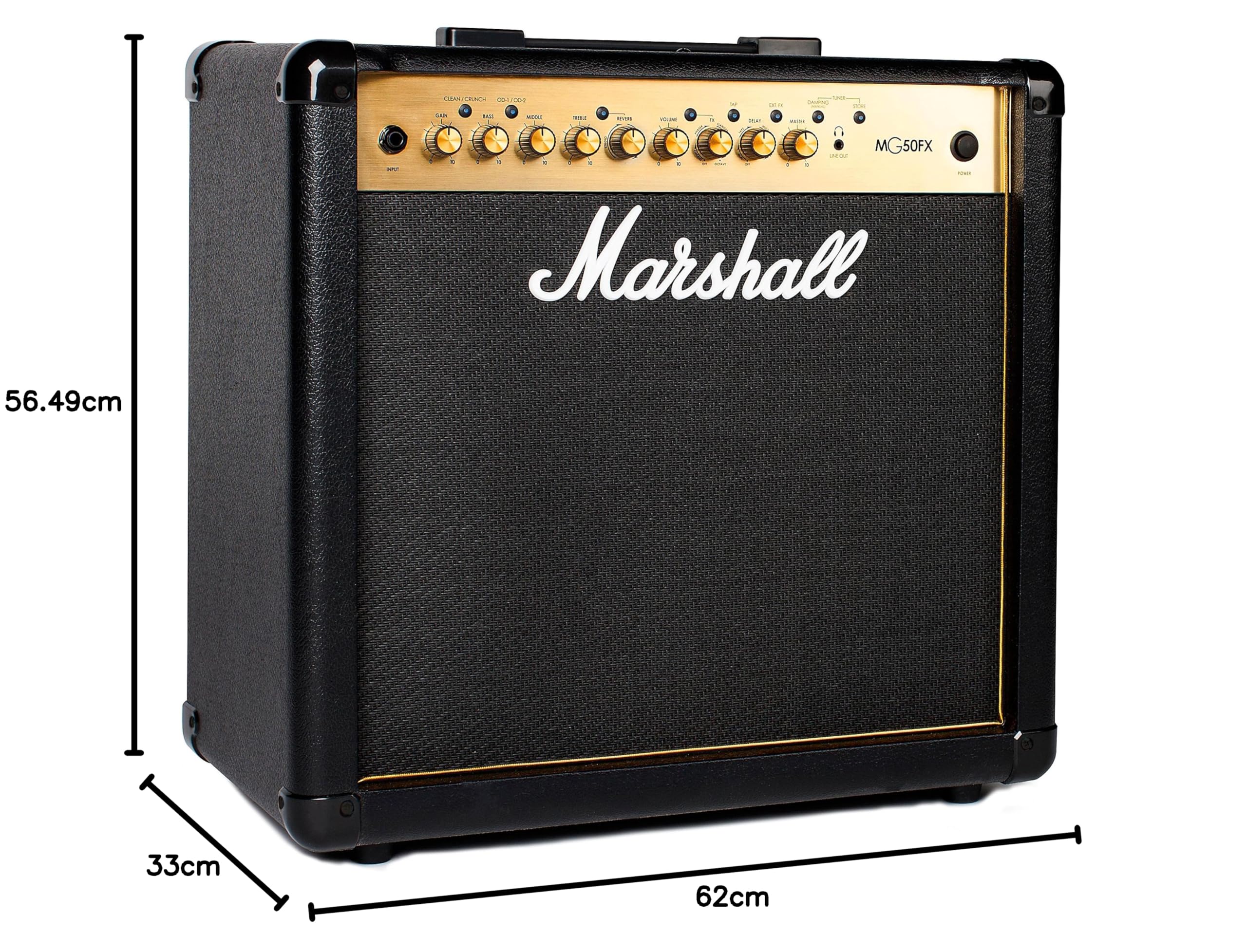 Marshall MG50GFX Amplificateur Combo pour Guitare avec Effets intégrés, ampli d'entraînement adapté à la Guitare électrique - Noir et doré