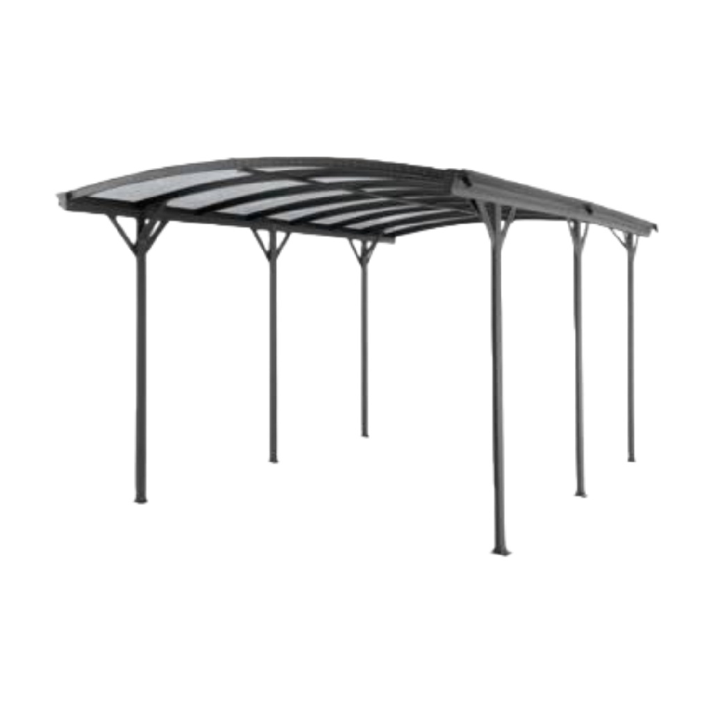 Abri voiture en métal anthracite avec toit en polycarbonate – carport extérieur étanche 6x3m – pergola moderne pour jardin ou terrasse