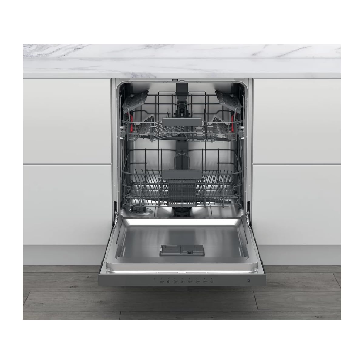 Lave vaisselle encastrable Whirlpool WBC3C26X - Lave vaisselle integrable 60 cm - Classe A++ / 46 decibels - 14 couverts - Intégrable bandeau : Inox