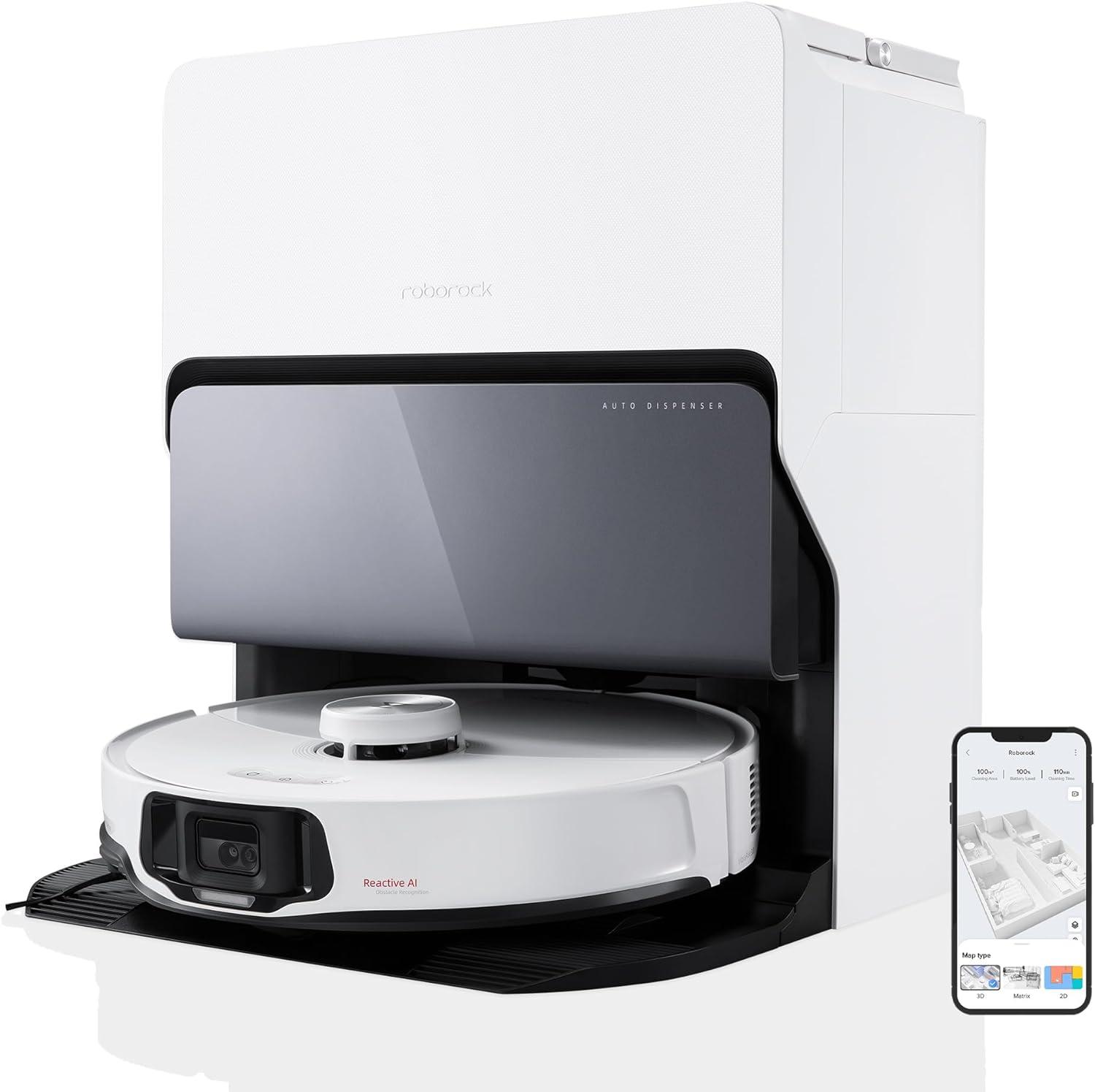 roborock S8 MaxV Ultra Aspirateur Robot avec 8-en-1 Station, Robot Aspirateur Laveur avec Brosse Latérale & DuoRoller Aspiration 10000 Pa, Auto-Nettoyage du Serpillière et de la Planche à Linge à 60℃