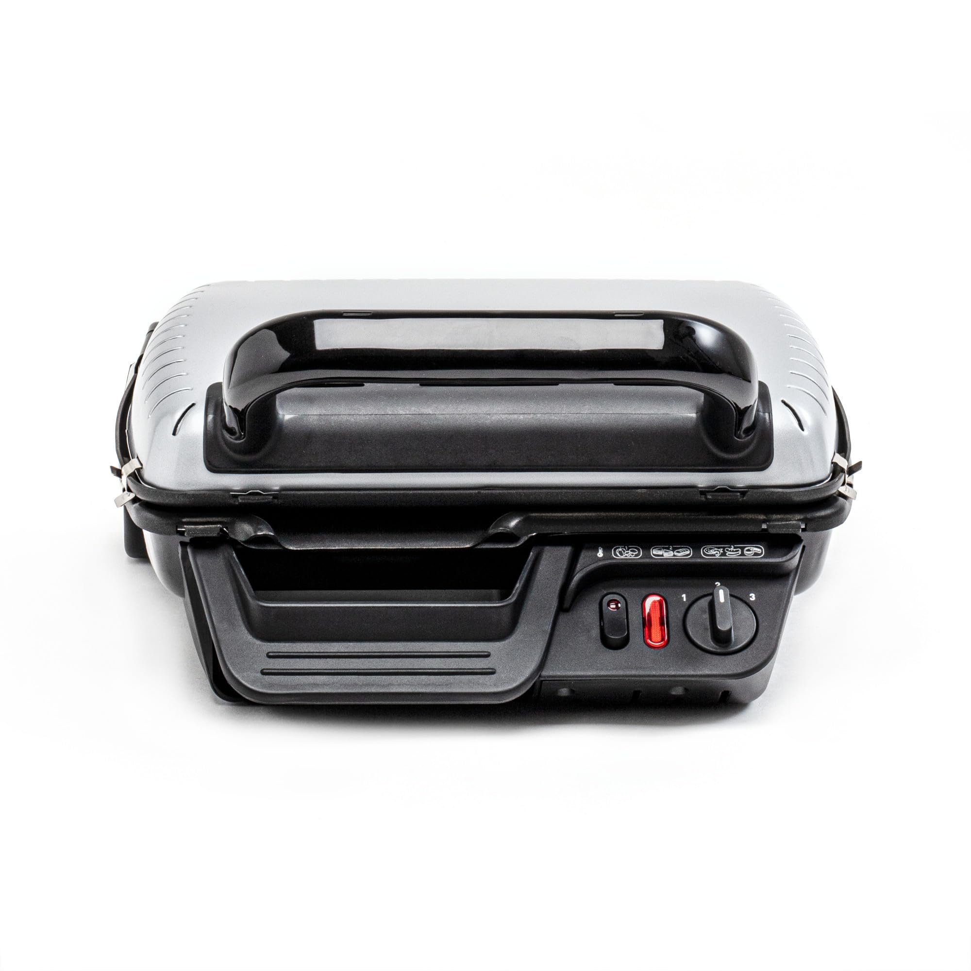 Tefal GC305012 Ultra Compact Grill électrique, Position barbecue, 2000 W, Cuisson saine, Plaques antiadhésives compatibles lave-vaisselle, Bac de récupération des jus, Noir, Métallique, Titane