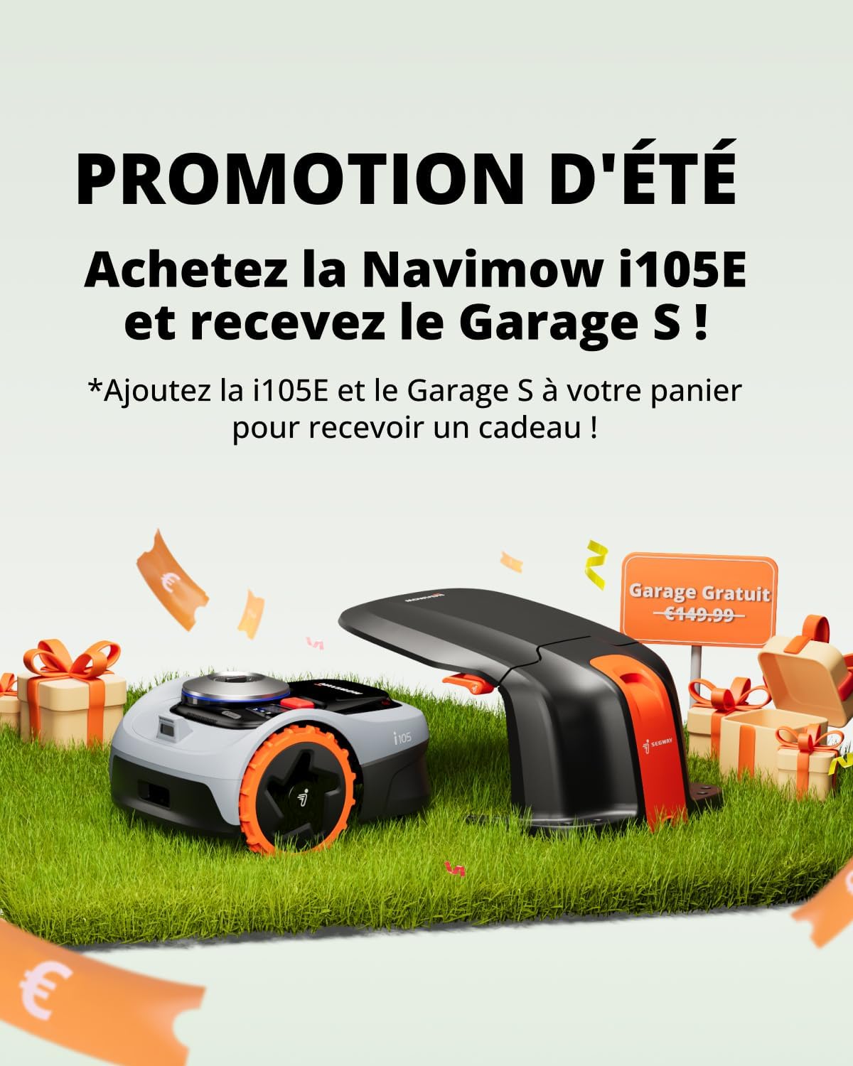 Navimow i105E Robot Tondeuse sans Fil périphérique, Recommandé 500 m², Max. 600 m², RTK+Vision Tondeuse Robot Gazon, IA cartographie Automatique, Limite virtuelle, Gestion multizon