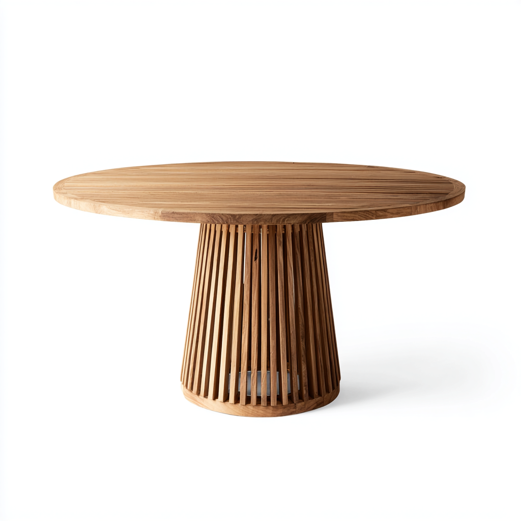 Table à manger ronde en teck avec base ajourée Hangar Loft Living