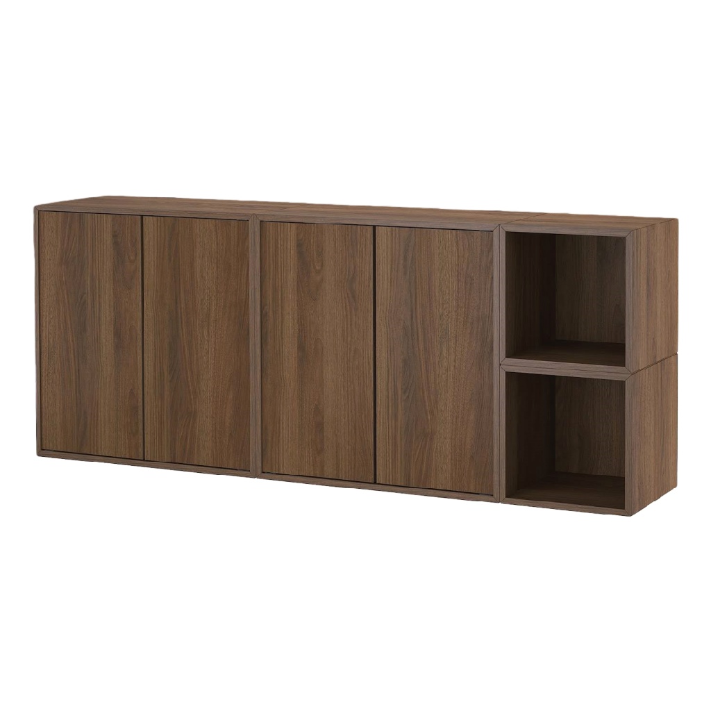 Buffet de rangement moderne en bois effet noyer – 160 x 40 x 80 cm