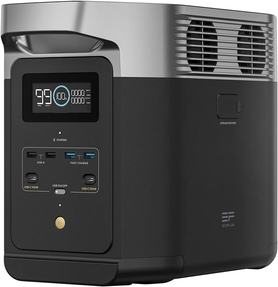 EcoFlow DELTA 2 Station électrique portable avec capacité évolutive de 1-3 kWh, batterie LFP, charge rapide, générateur solaire pour alimentation de secours domestique, balcon, camping et camping-cars