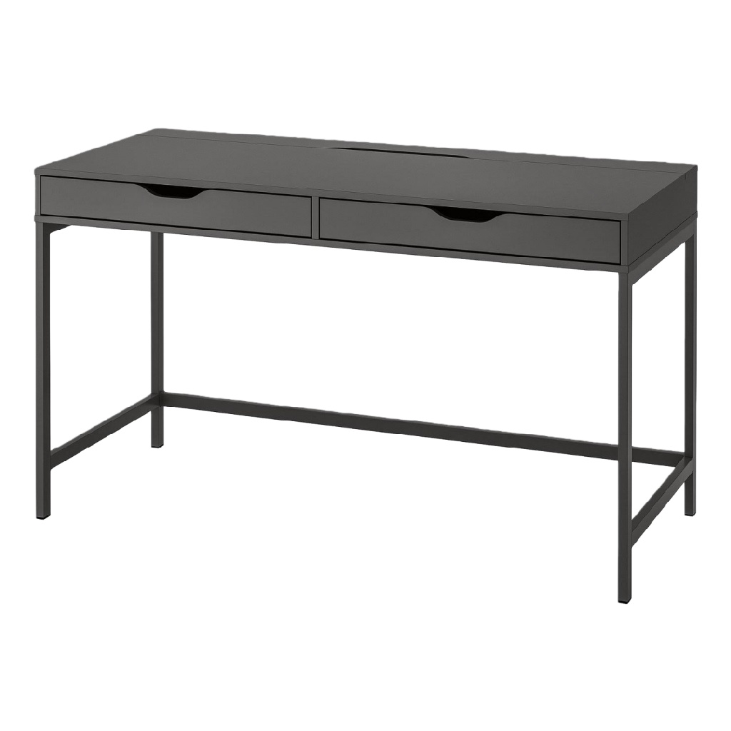 Bureau gris anthracite minimaliste avec deux tiroirs — Structure métallique
