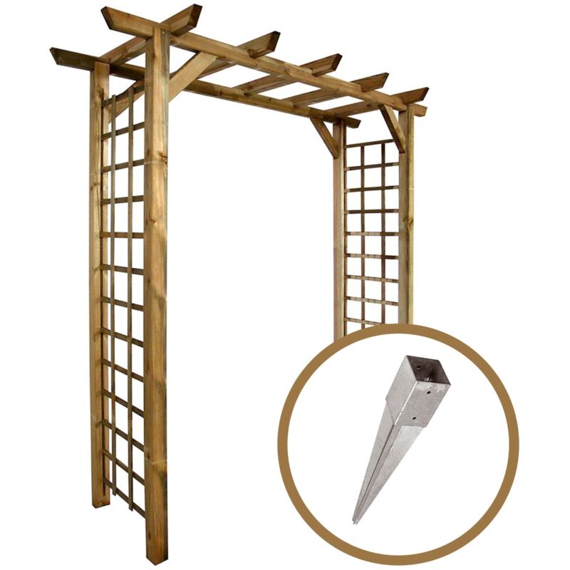 Arche jasmin droite + 4 supports poteaux à enfoncer
