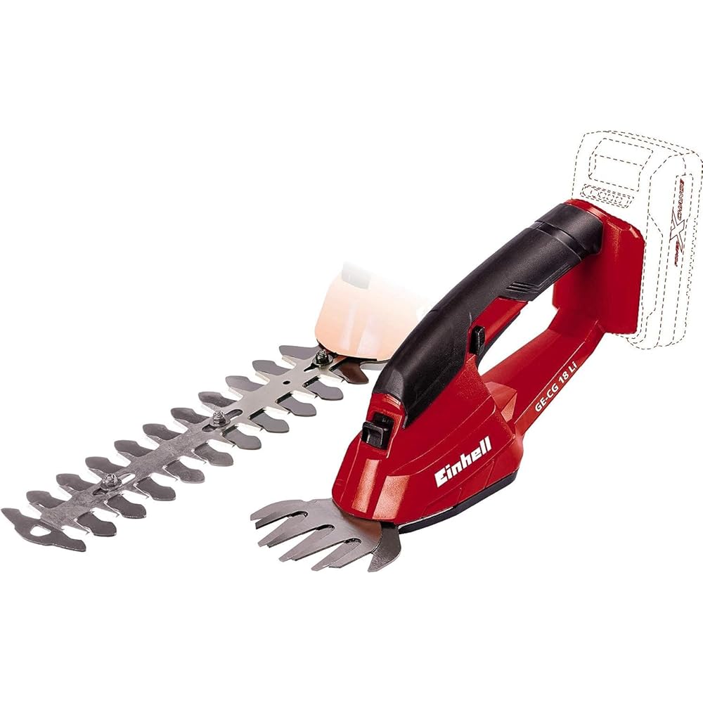 Einhell Cisaille à gazon et taille-buissons sans fil GC-CG 18 Li Solo - Système Power X-Change (18 V, Largeur de coupe 20 cm, Livré avec accessoires) – VERSO SOLO LIVRE SANS BATTERIE NI CHARGEUR : Jardin
