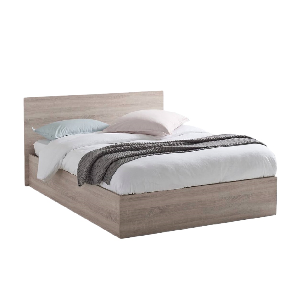 Lit en bois effet chêne clair — Design minimaliste moderne