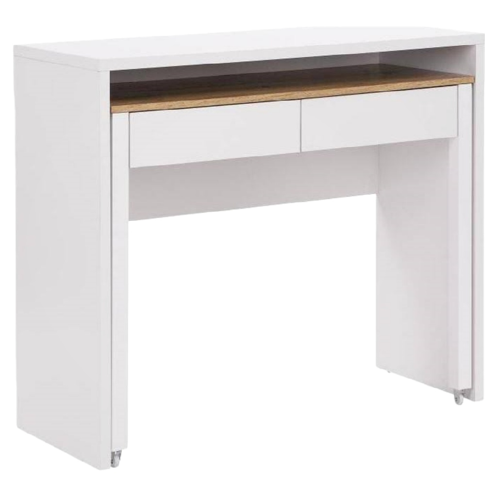 Bureau extensible blanc avec tiroirs — Compact et fonctionnel