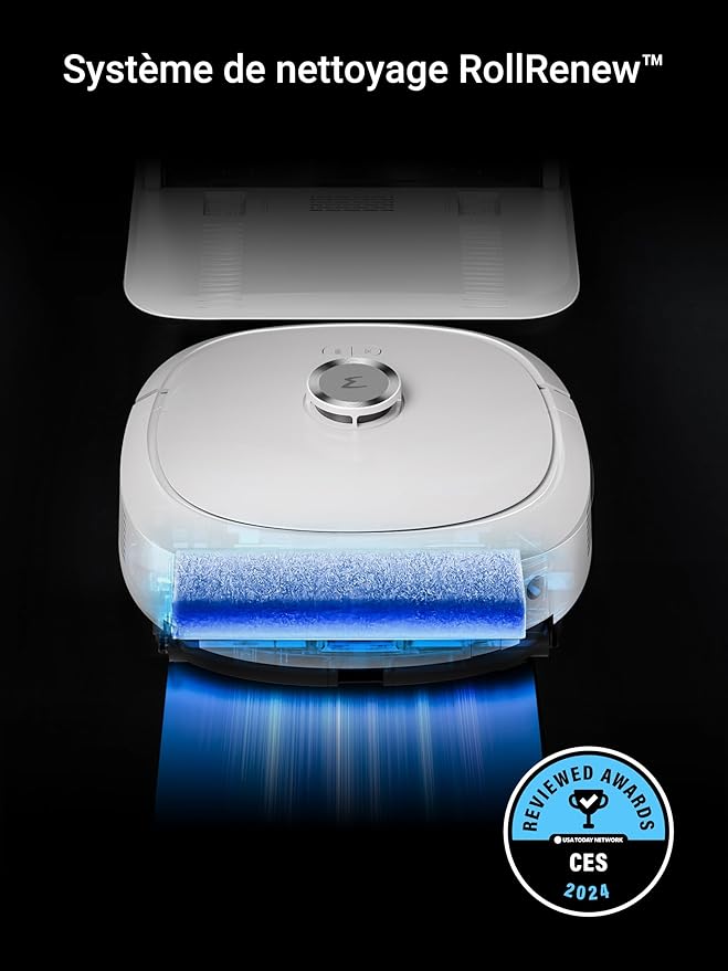 EUREKA J20 Robot Aspirateur Laveur Serpillière à Chenille 17 N, 6000mAh Aspirateur Robot Laveur avec Station Autonettoyante, 8000 Pa, Détection de Tapis, AI Détection d'obstacles, Commande Vocale