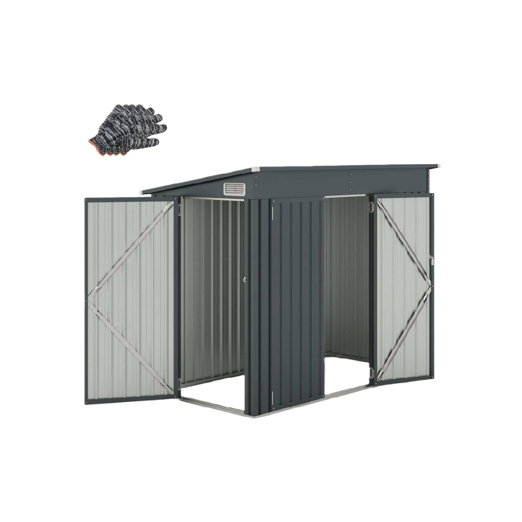 Abri de jardin moderne en bois avec porte vitrée et toit plat