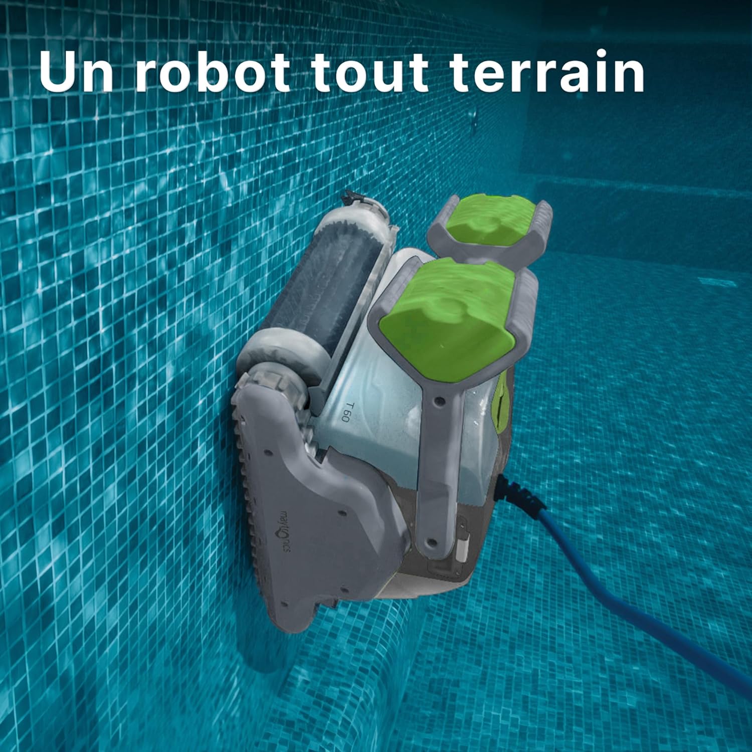 Dolphin T60 Robot Nettoyeur électrique avec Fil pour Piscine Hors-Sol Jusqu’à 15 m - Nettoyage Fond, parois et Ligne d'eau - Système de Scan Intelligent