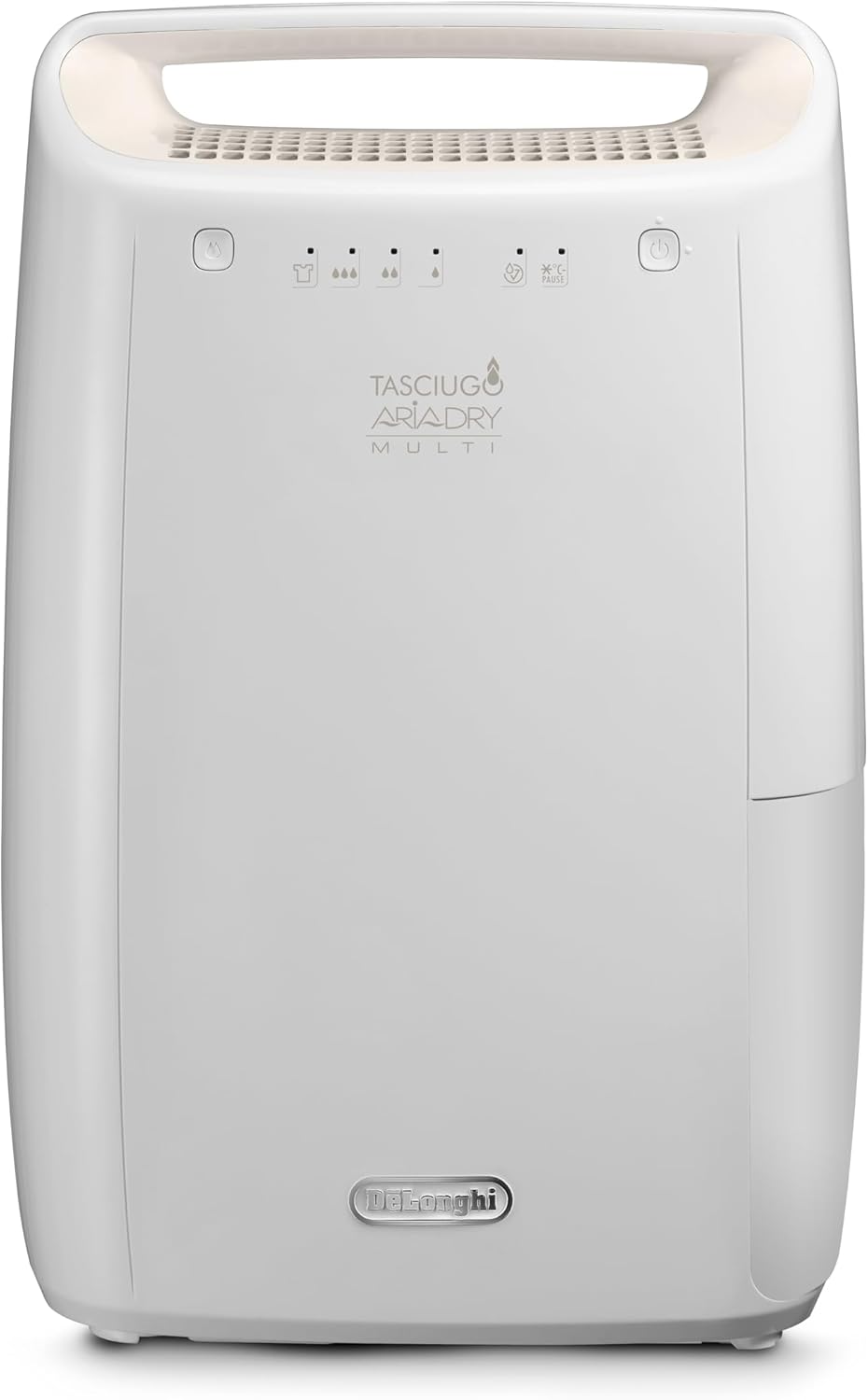 De'Longhi AriaDry DEX210SF Déshumidificateur élimine l'humidité à la maison avec filtration à 3 actions, fonction de séchage, capacité d'humidification 10 l/jour, R290, réservoir d'eau amovible, blanc