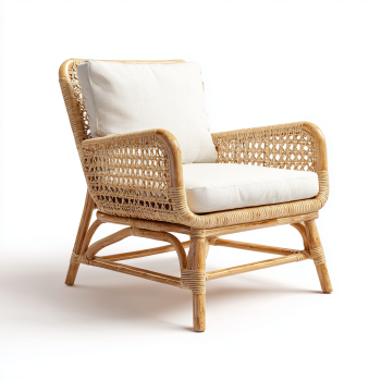 Fauteuil lounge en rotin naturel avec structure en bambou