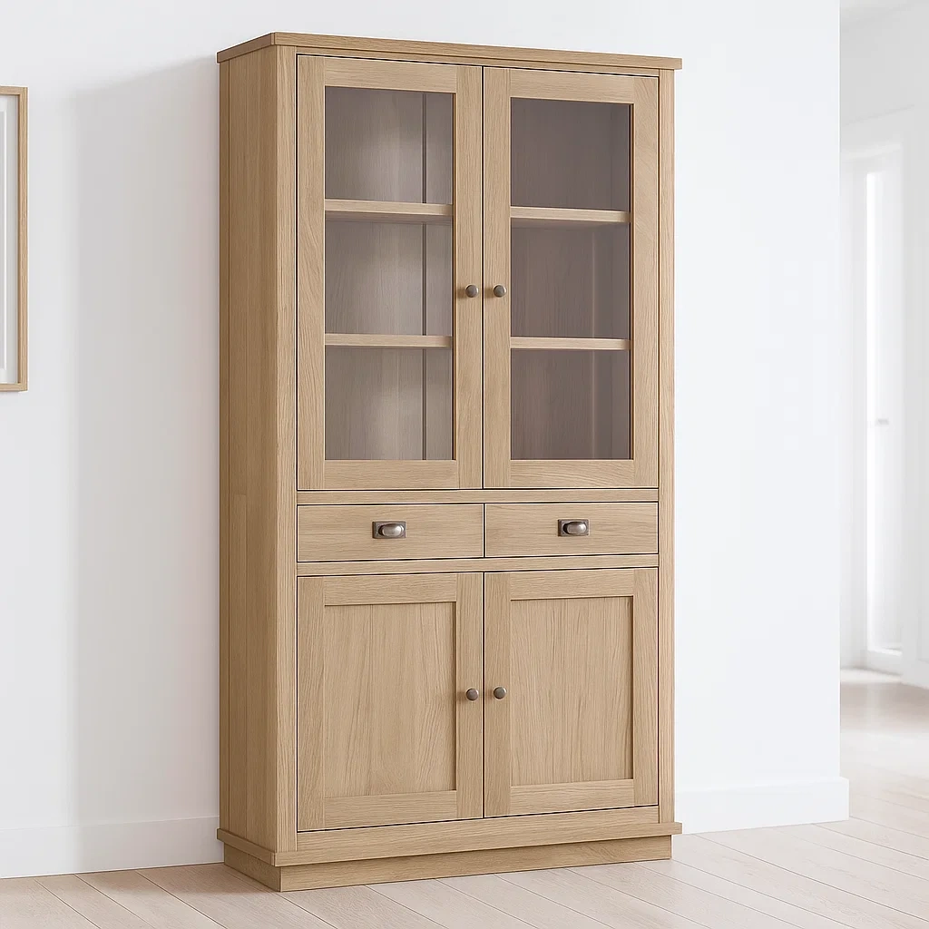 Vitrines en bois de chêne avec portes en verre trempé 100x40x200 cm