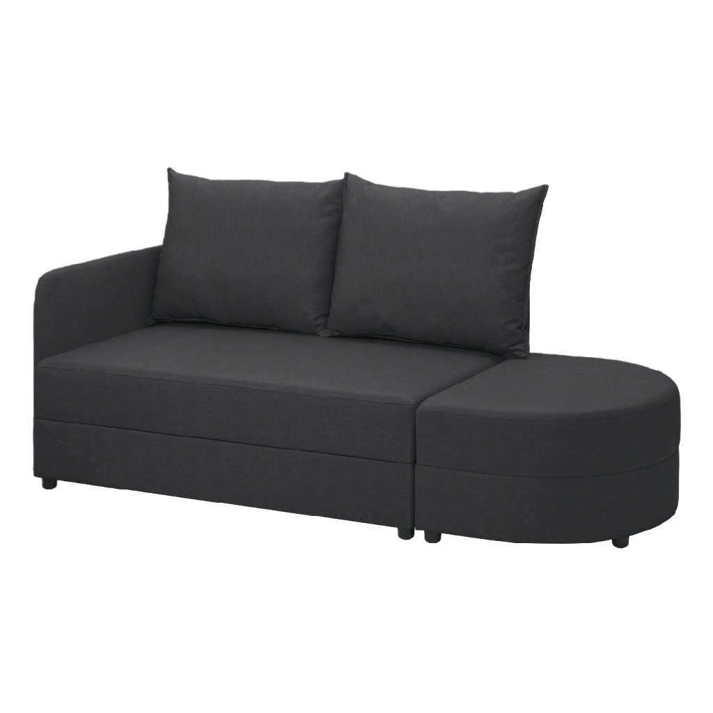 Canapé-lit modulable avec accoudoir unique et espace de rangement en tissu gris foncé