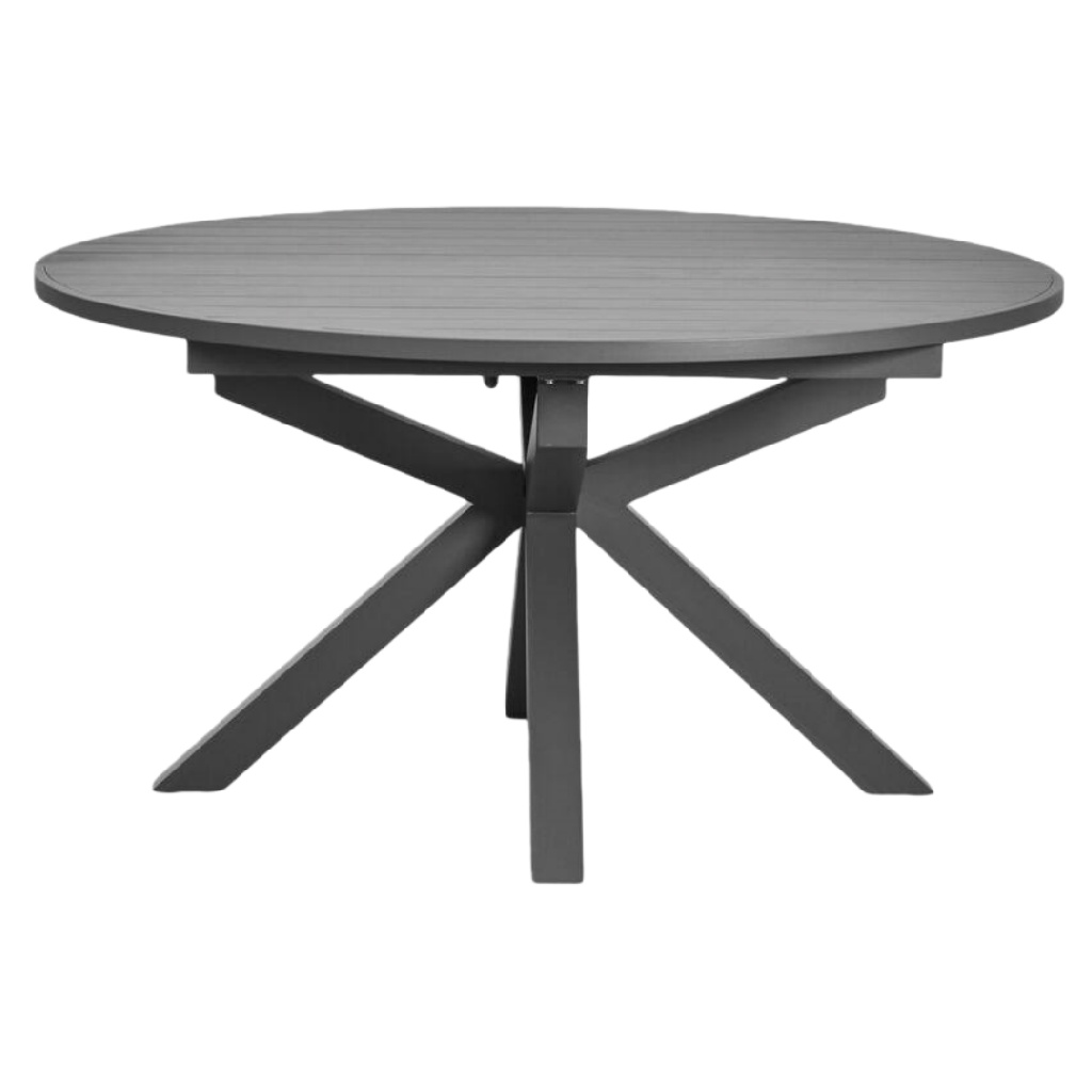 Table de jardin ronde – aluminium anthracite – plateau à lattes