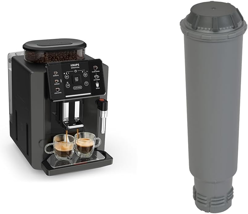 KRUPS Machine à café à grains, 5 boissons en accès direct, Interface tactile couleur & Cartouche Aqua Filter Claris F08801