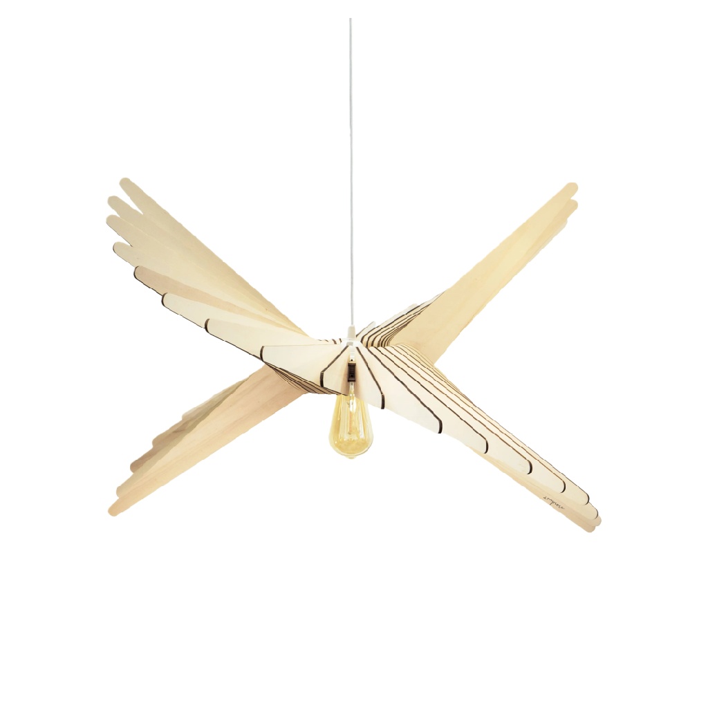 Suspension en bois naturel design géométrique – luminaire scandinave