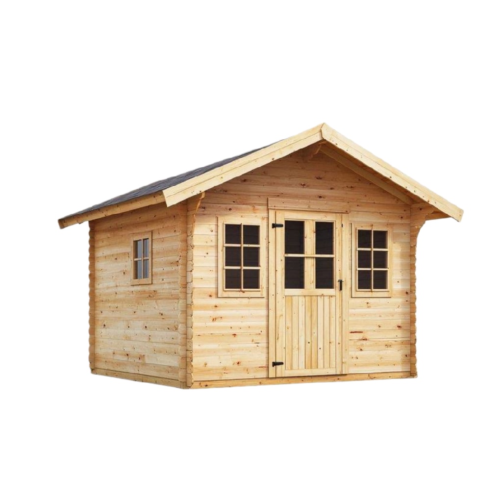 Abri de Jardin en Bois Massif avec Fenêtres et Double Porte – Style Chalet