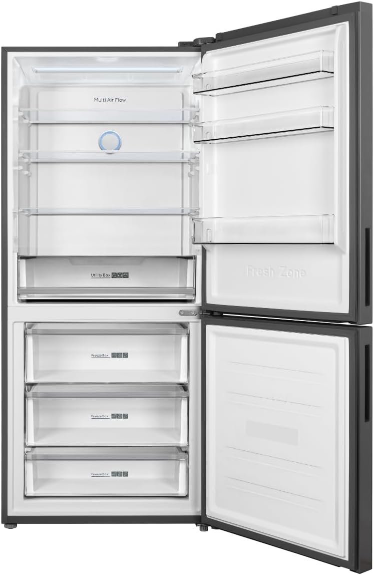 GEDTECH Réfrigérateur combiné GCB417NFDX 417L - Grande largeur 70cm - congélateur bas - No Frost - Dark inox