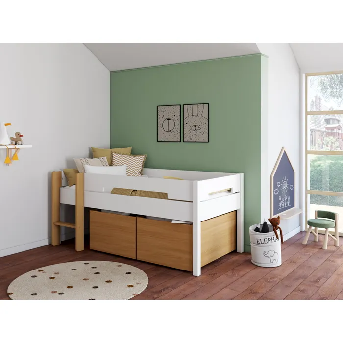 Lit Mi hauteur Avec Rangements 90x190 Milo Lit avec rangement