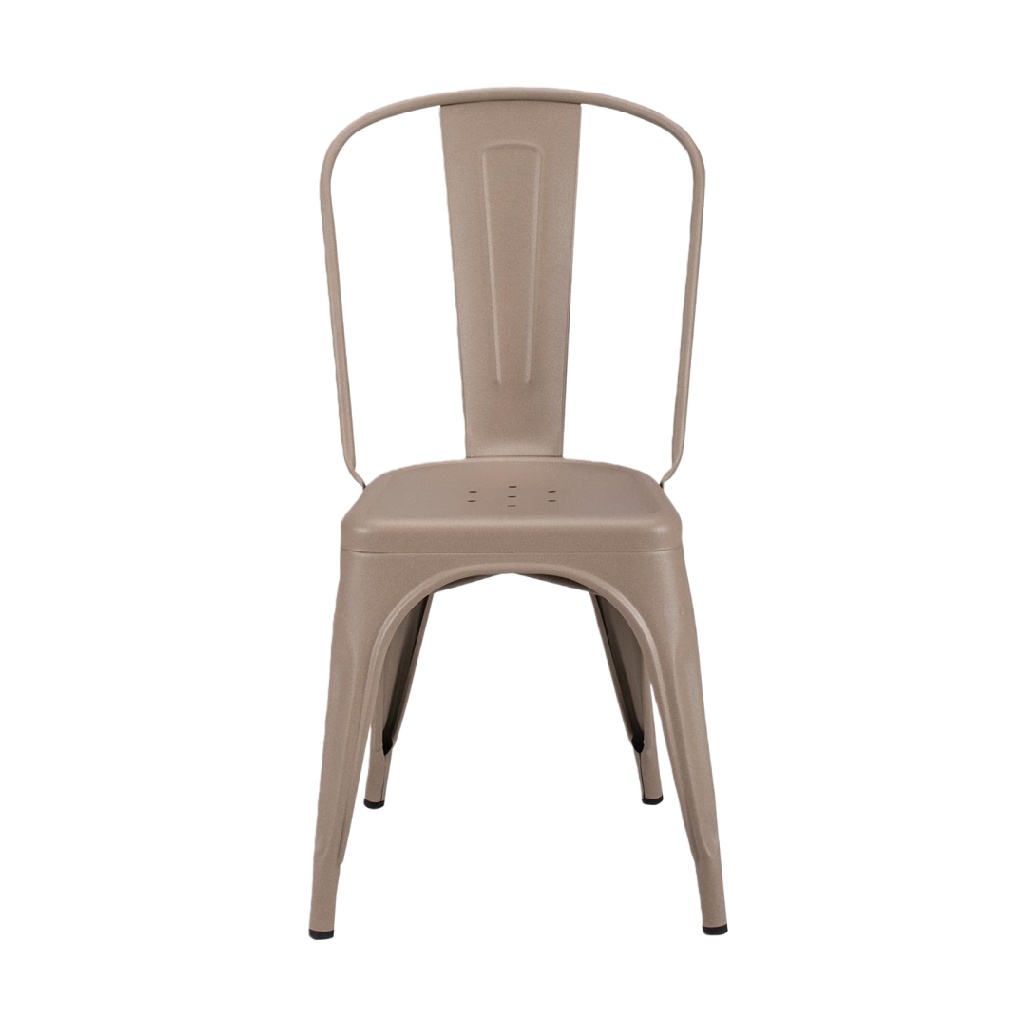 Chaise industrielle en métal beige pour salle à manger ou cuisine