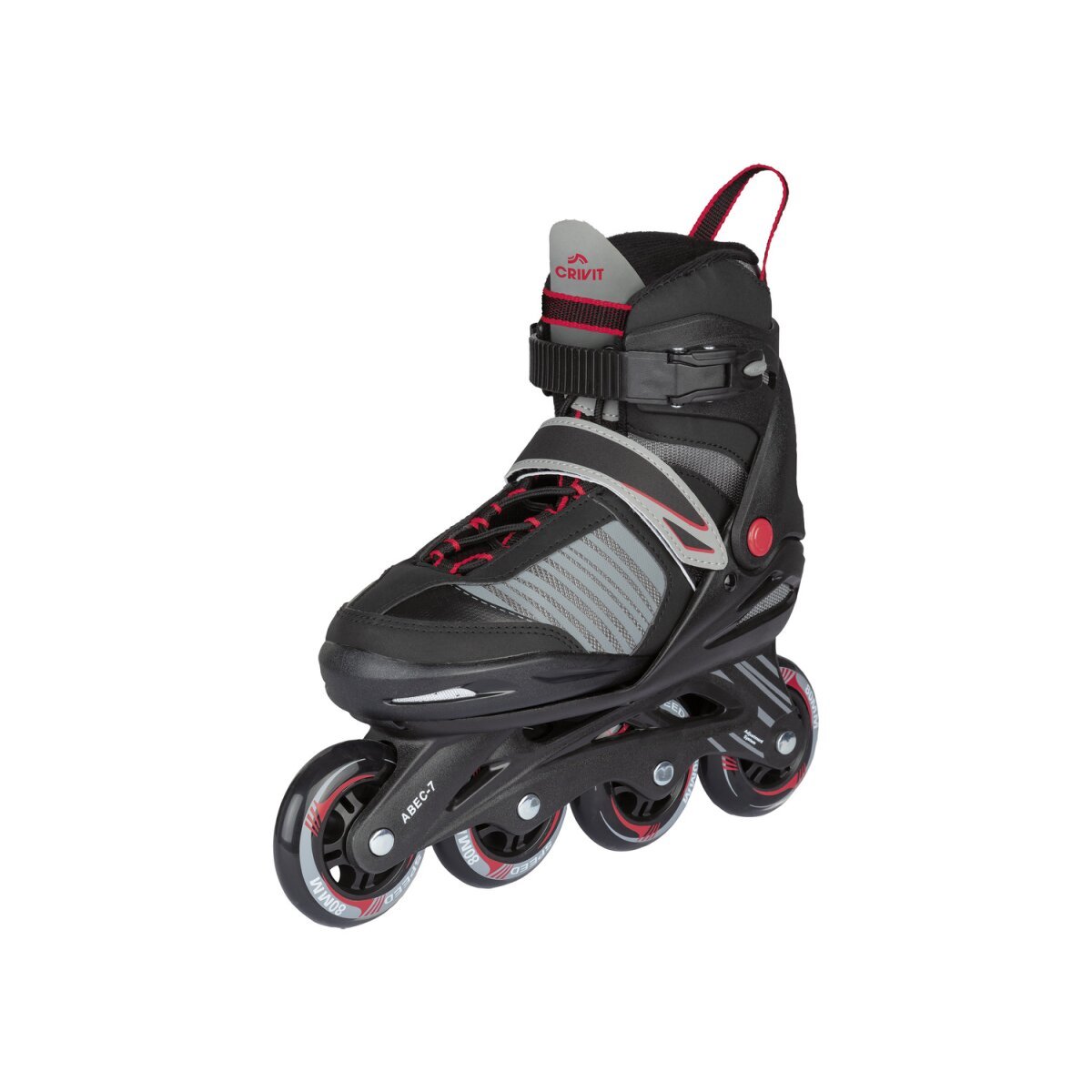 CRIVIT Inlineskates, patentierte Weiten- und Längeneinstellung (Schwarz/Rot) - B-Ware sehr gut