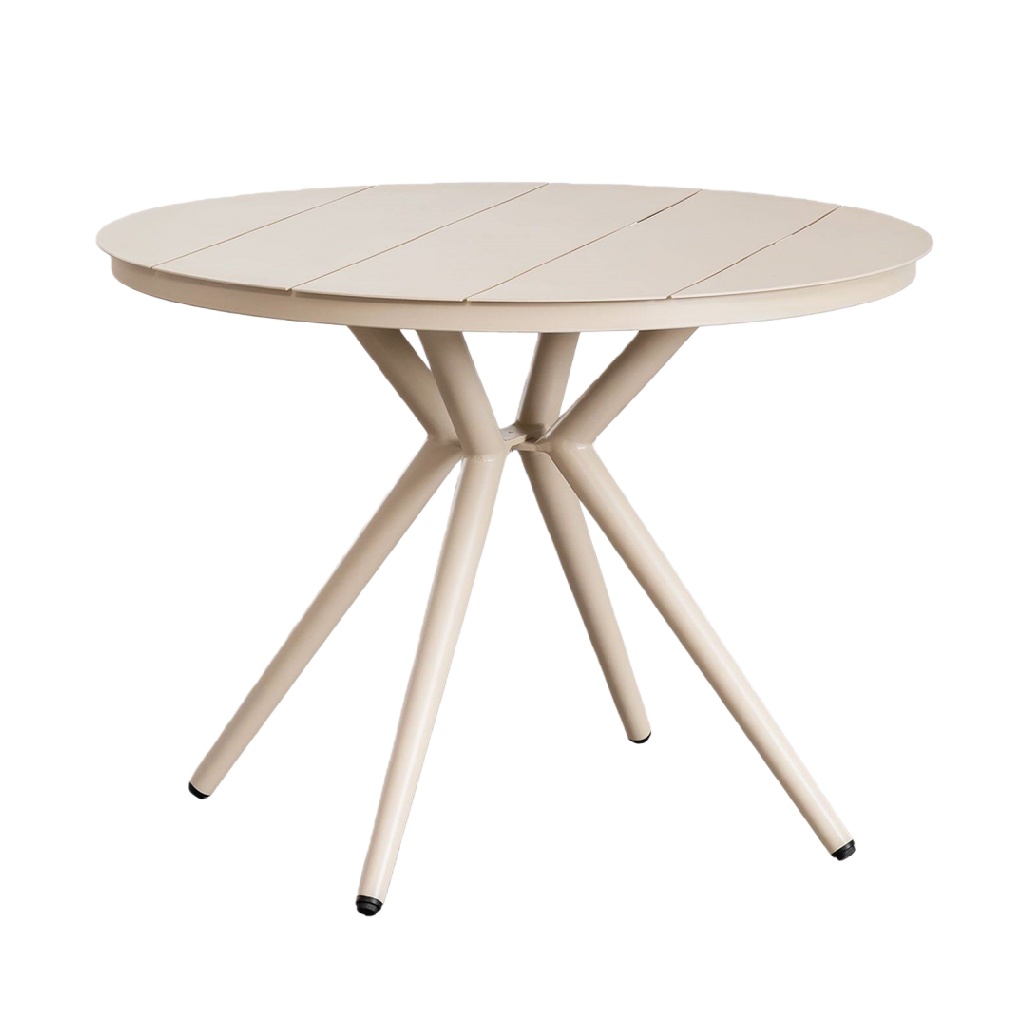 Table ronde en aluminium – coloris beige – design contemporain