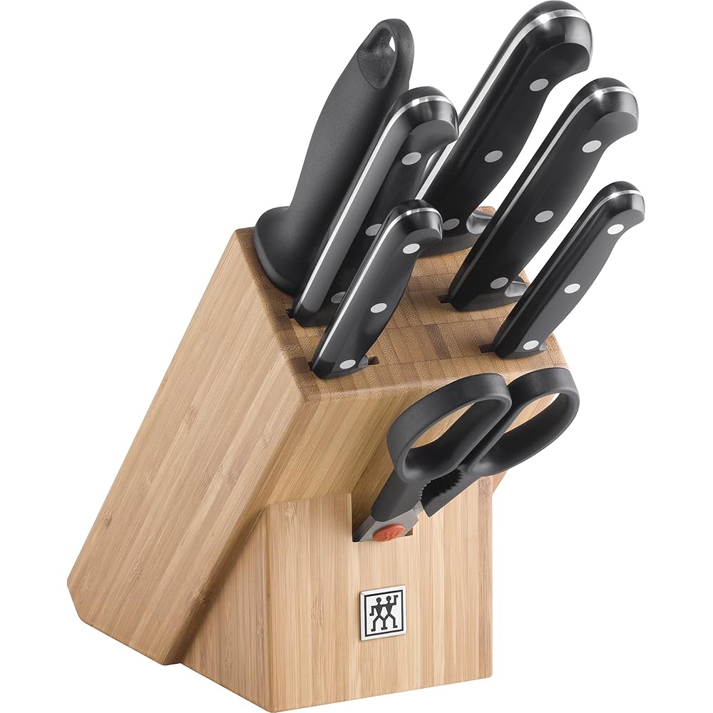 ZWILLING Bloc de Couteaux (8 pièces), Bois Clair, 28 x 12 x 32 cm, Noir, série Twin Chef 2 : Cuisine et Maison