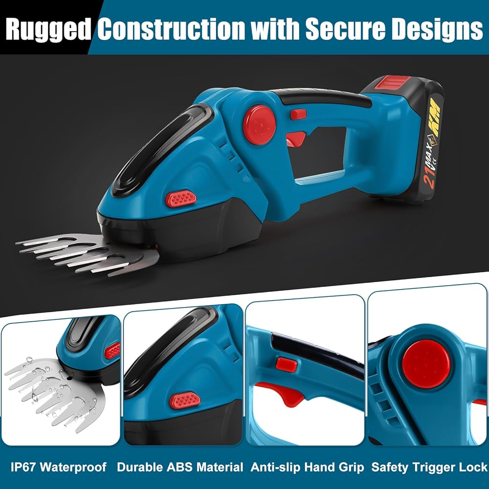 24V Taille-haie Electrique sans Fil, 2 en 1 Taille Haie et Cisaille à Gazon avec 2x1500mAh Batterie, 100mm+300mm Lames et Adaptateur, Coupe Haie sans Fil pour Arbustes Jardin Gazon Pelouse : Jardin