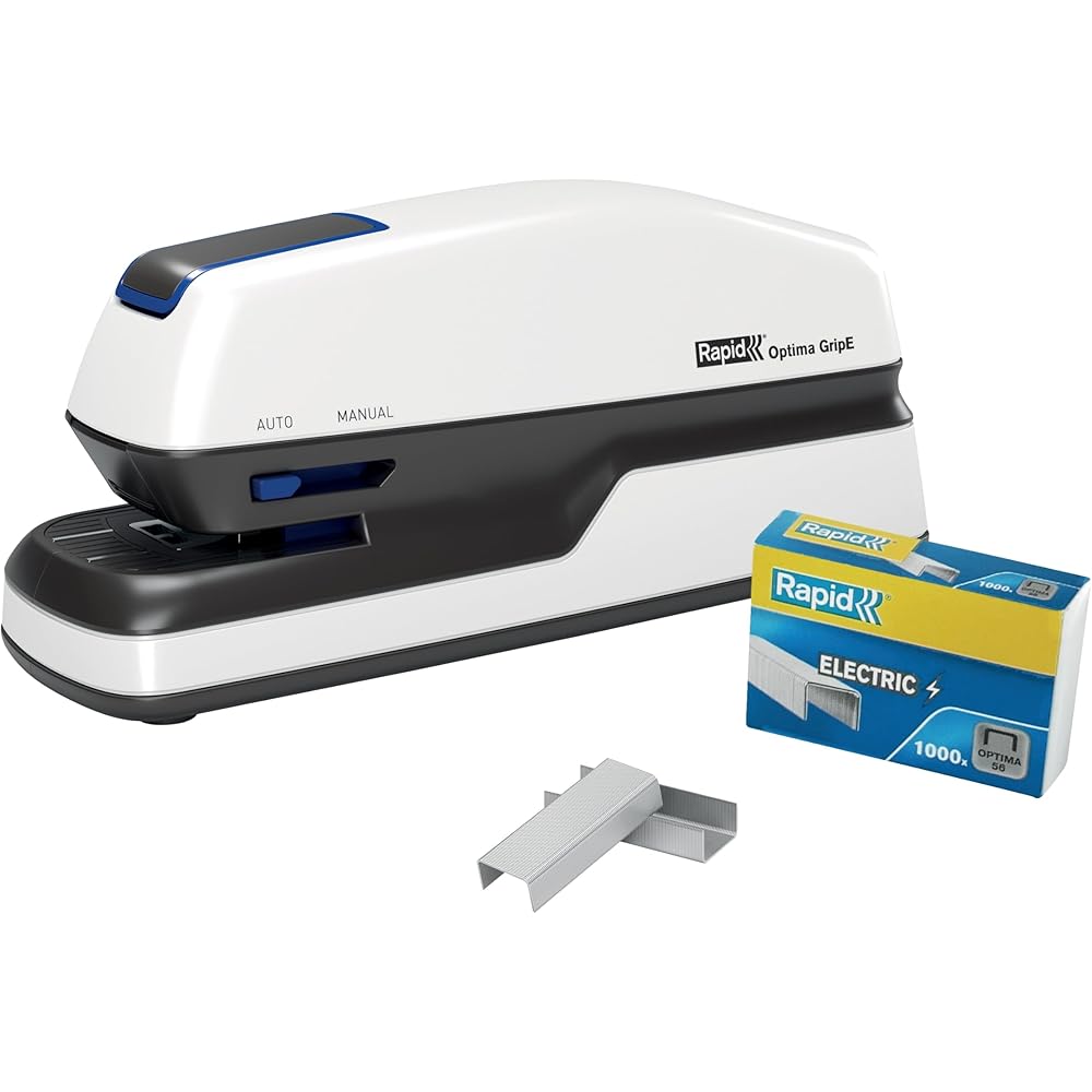 RAPID Optima GripE - Agrafeuse de Bureau Automatique, Agrafeuse Électrique Sans Contact avec 1000 Agrafes Incluses, Capacité 20 Feuilles (2102349) : Fournitures de bureau