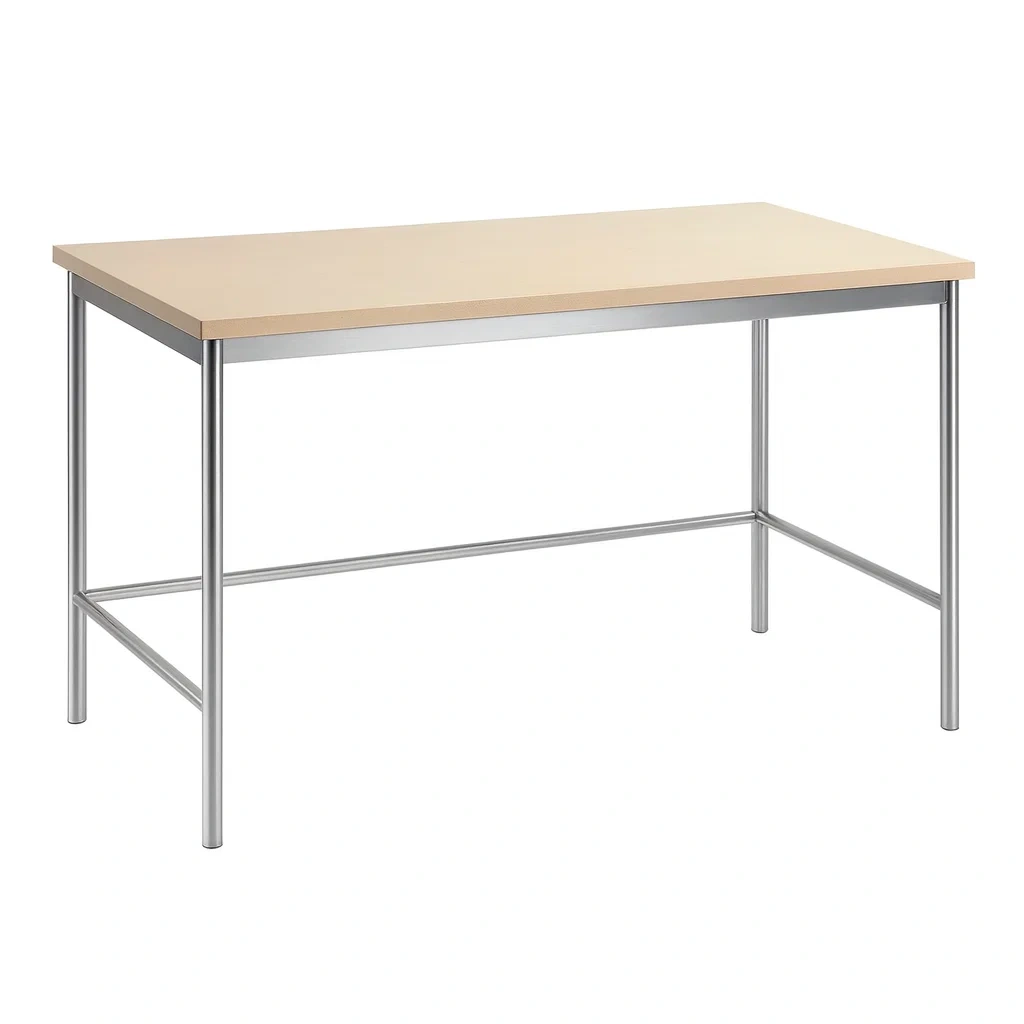 Table en bois et métal beige/argent 120 x 60 x 75 cm