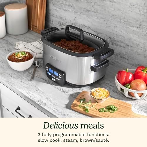 Cuisinart 3 en 1 Cook central Multicuiseur, mijoteuse, cuiseur vapeur 6 Quart Silver : Cuisine et Maison