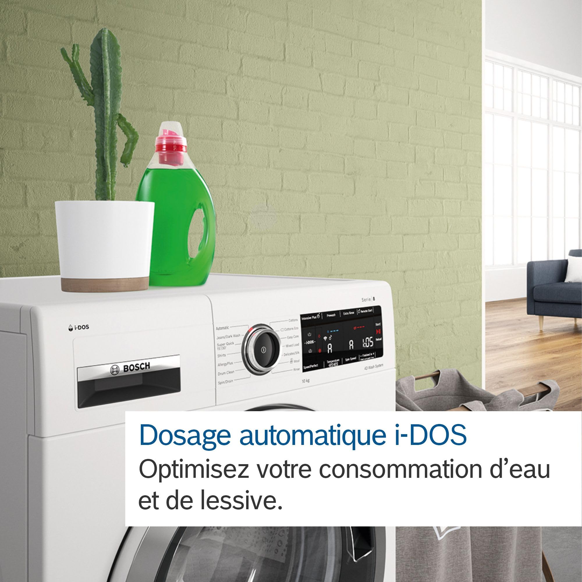 Bosch WGB244A2FR, Série 8, Lave-linge Pose-libre, 9 kg, 1400 trs/min, Blanc