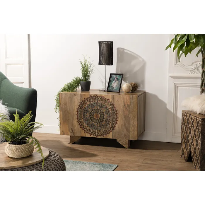 Irene Buffet Bois Manguier 83x45cm 2 Portes 2 Étagères Colombo Buffet