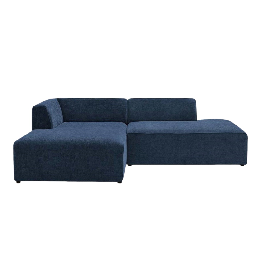 Canapé modulable en tissu bleu marine – design minimaliste et assise profonde