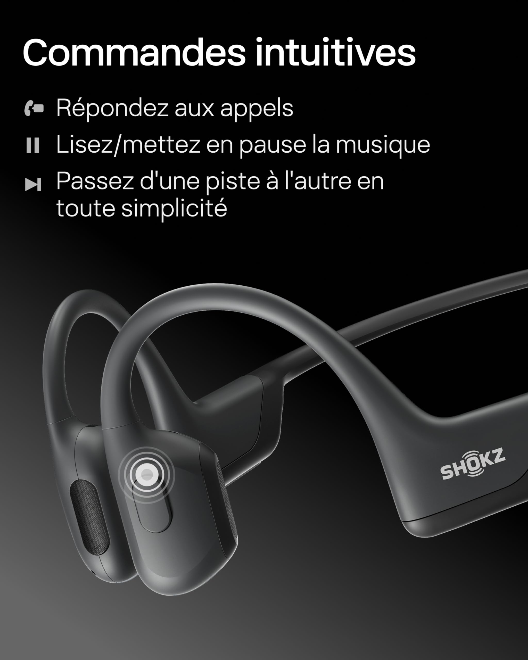 SHOKZ OpenRun Pro Casque à Conduction osseuse, écouteurs Bluetooth oreillles Libres pour Le Sport avec Micro, Casque sans Fil étanche IP55, 10H d’autonomie, Bandeau de Sport Noir
