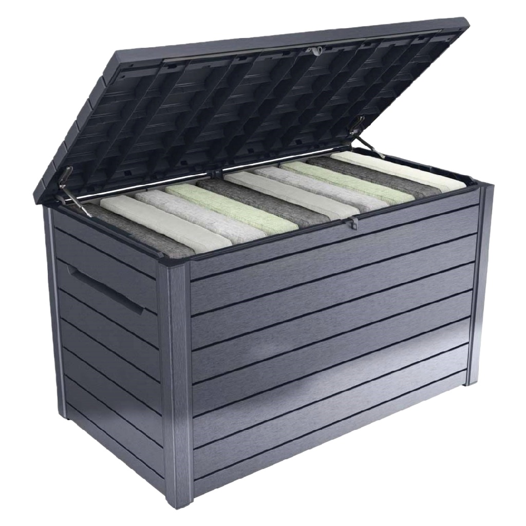 Coffre de rangement extérieur imitation bois – gris foncé – 570 L – étanche