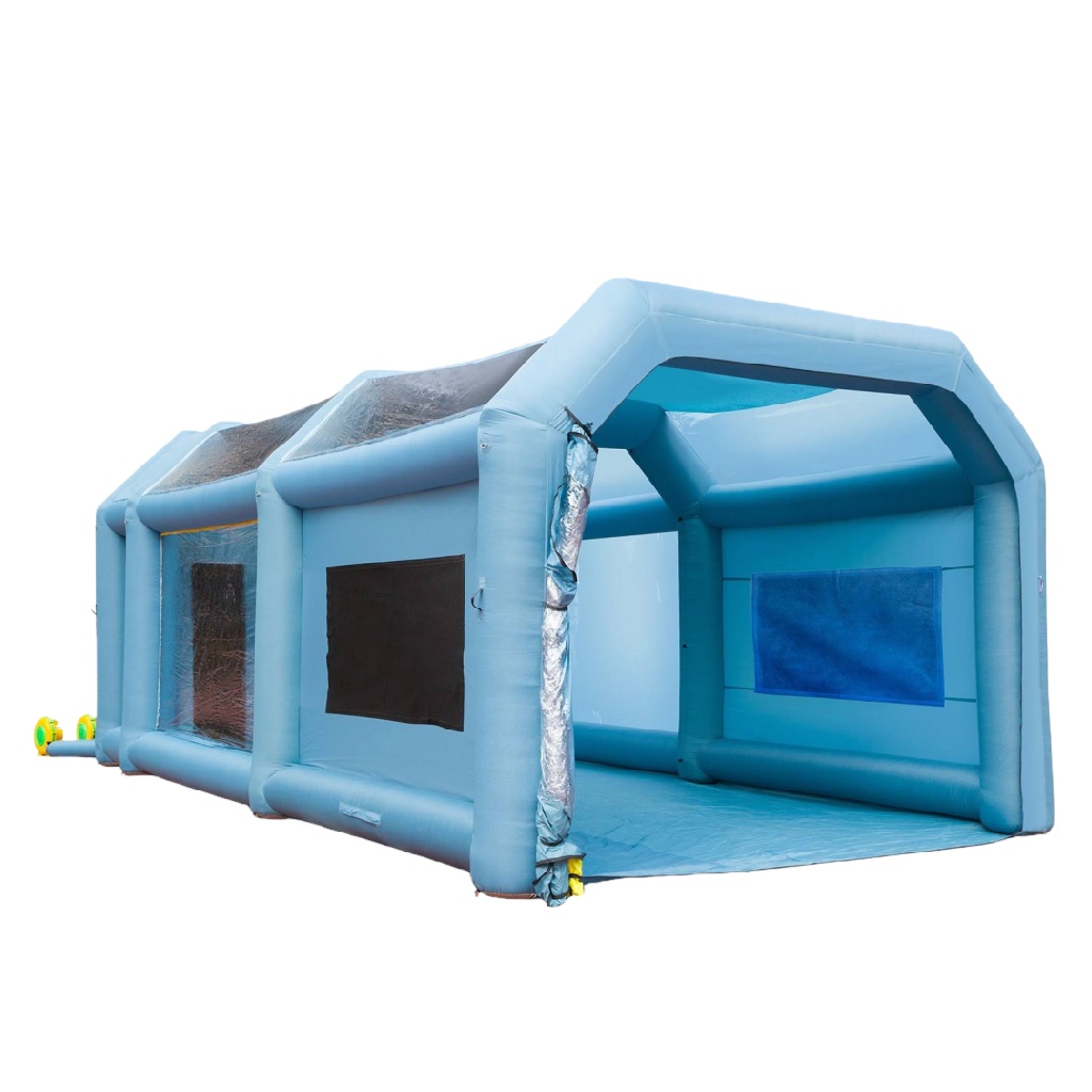 Cabine de peinture gonflable 8 × 4 × 3 m avec 2 ventilateurs – tente de travail portable avec filtration d’air et parois transparentes