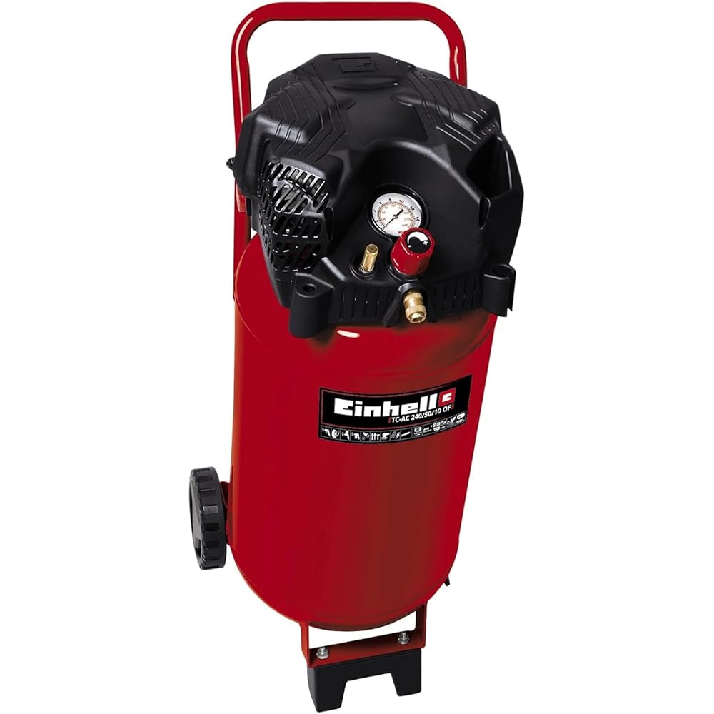 Einhell Compresseur TH-AC 240/50/10 OF (Puissance moteur 1500 W, 50 L) & Accessoire Tuyau HP 15 m pour compresseur, Pression maximale 15 bar, Raccord 1/4 : Bricolage