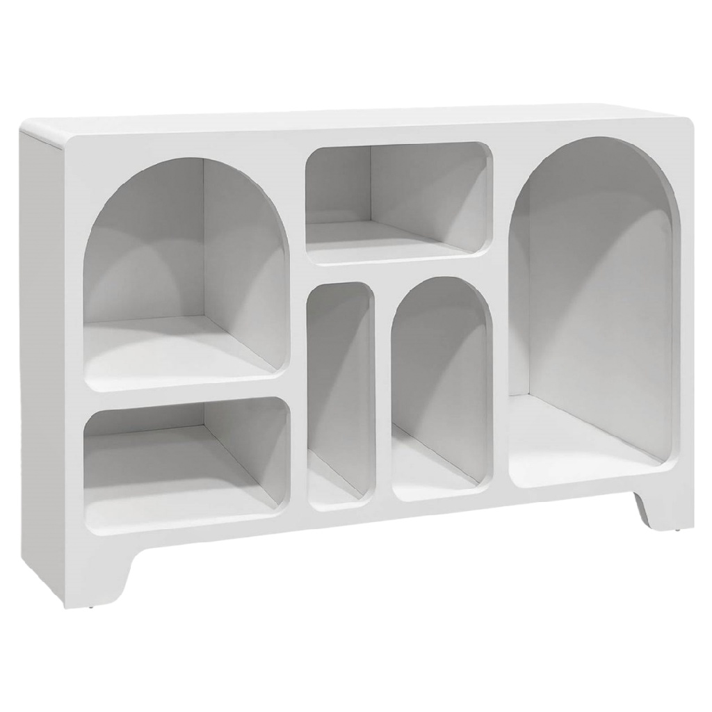 Étagère blanche design moderne — niches arquées — meuble de rangement décoratif / console d’exposition
