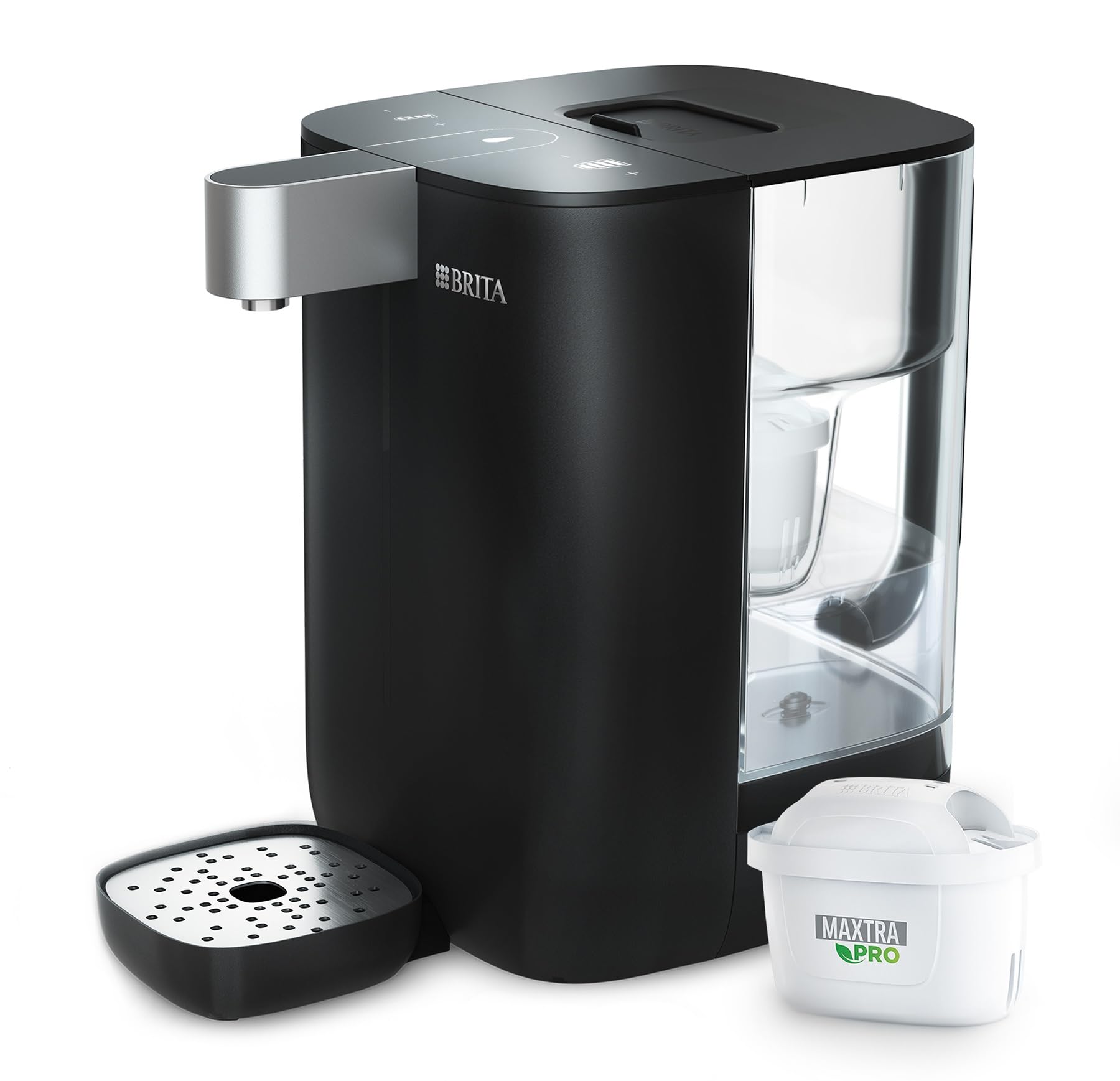 BRITA Cube Distributeur d'eau fitlrée (4.0 L) différentes températures & tailles de contenants pré-enregistrés, technologie UV-C & filtre à eau MAXTRA