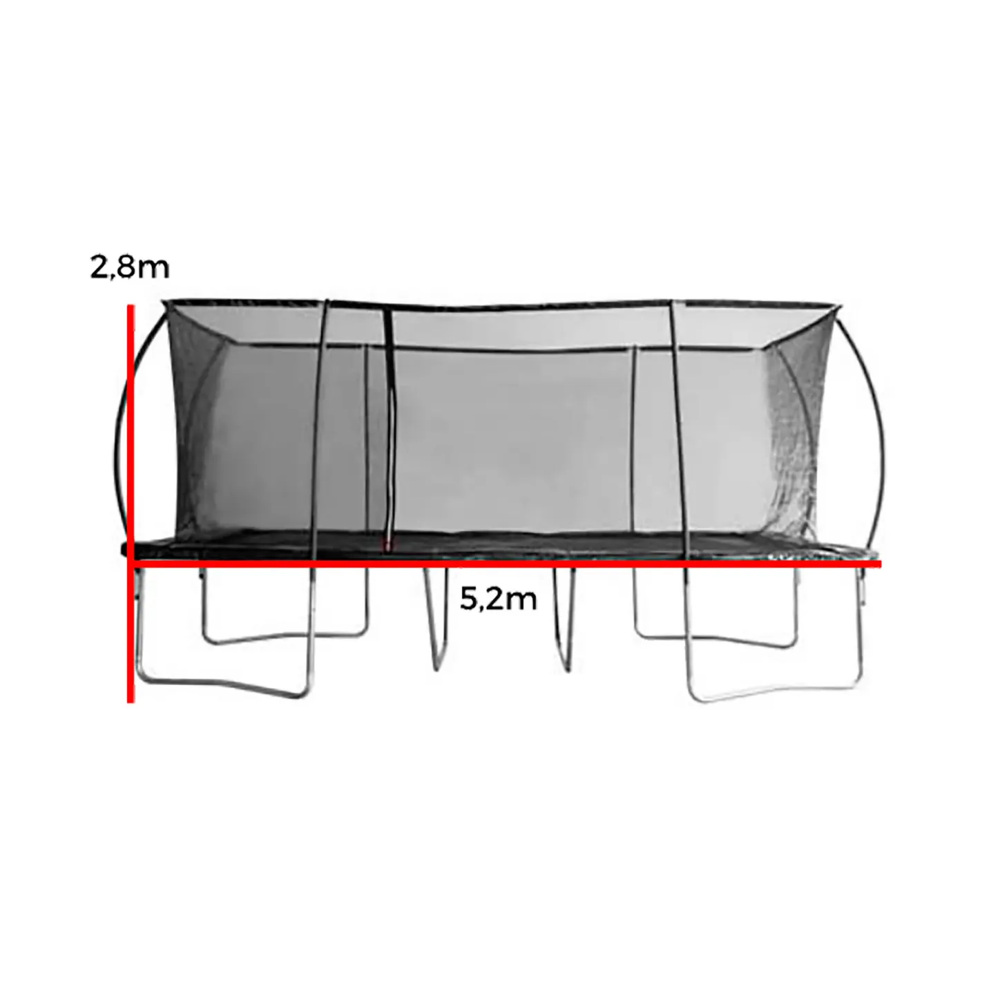 Gymsport Trampolin Rechteckig Advance, 5,2x3m, schwarz