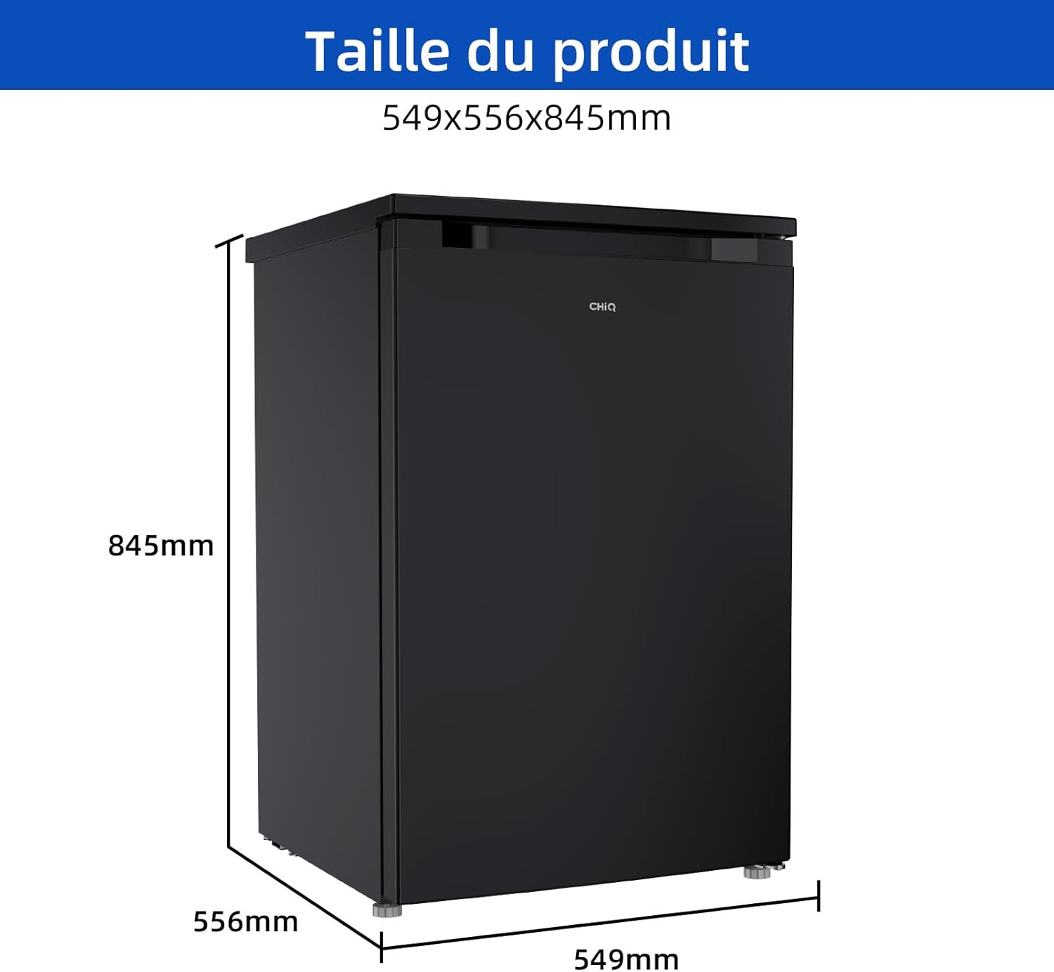 Réfrigérateur CHIQ 107 litres, hauteur : 845 mm, profondeur : 556 mm, noir